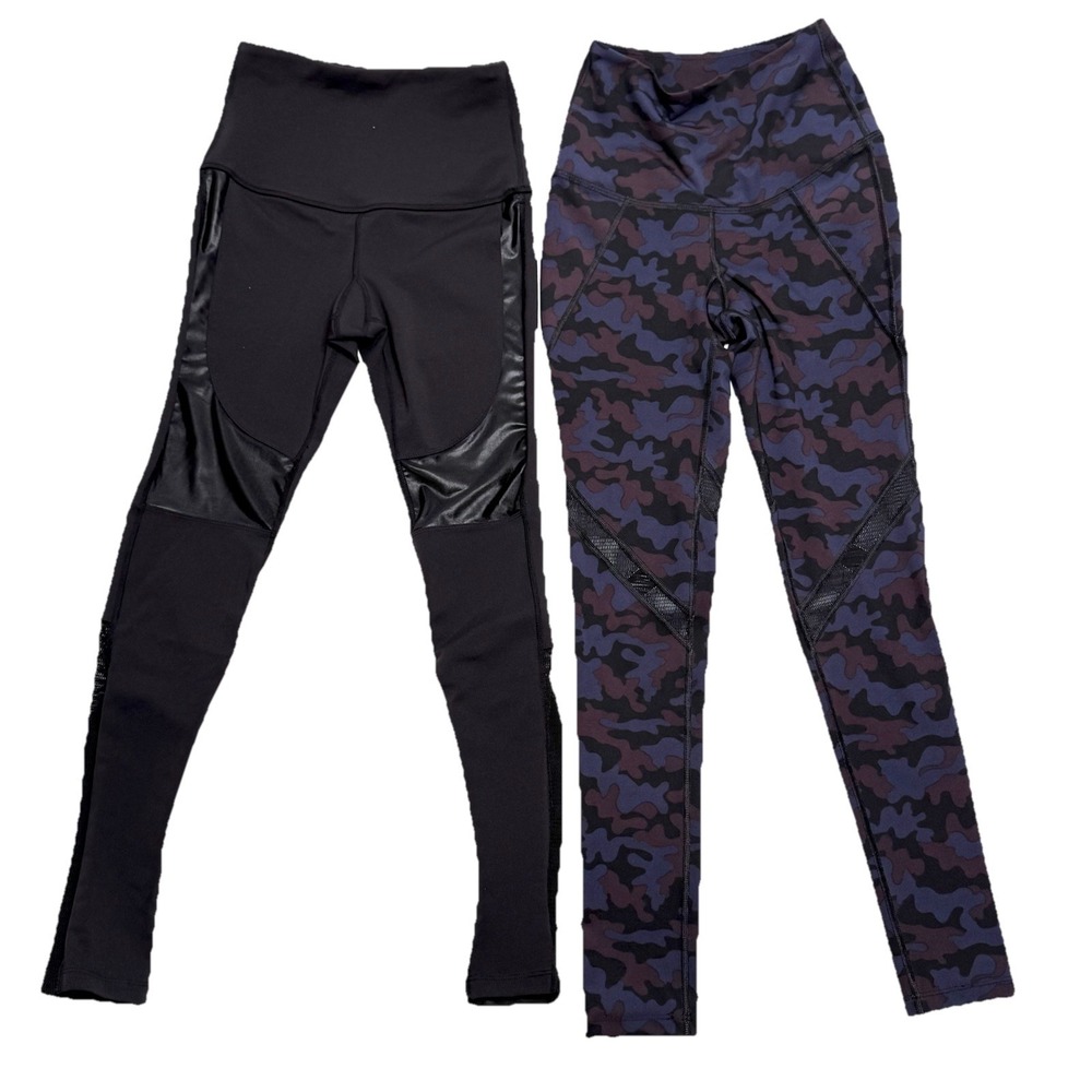 Splits59 Leggings Farrah/Ava High Waist XS Mesh Black Camo Purple/Blue Lot Of 2!